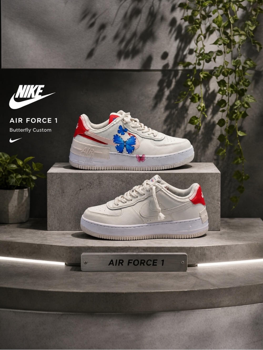 Nike Women’s Air Force 1 Butterfly Sneakers Sz. 8